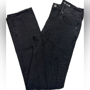 ✨Gap Teen Black Denim Straight Leg Jeans Size 16 Slim